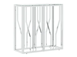 Consola* Mesa consola 70x30x70 cm aço inoxidável e vidro PT948261 Prateado