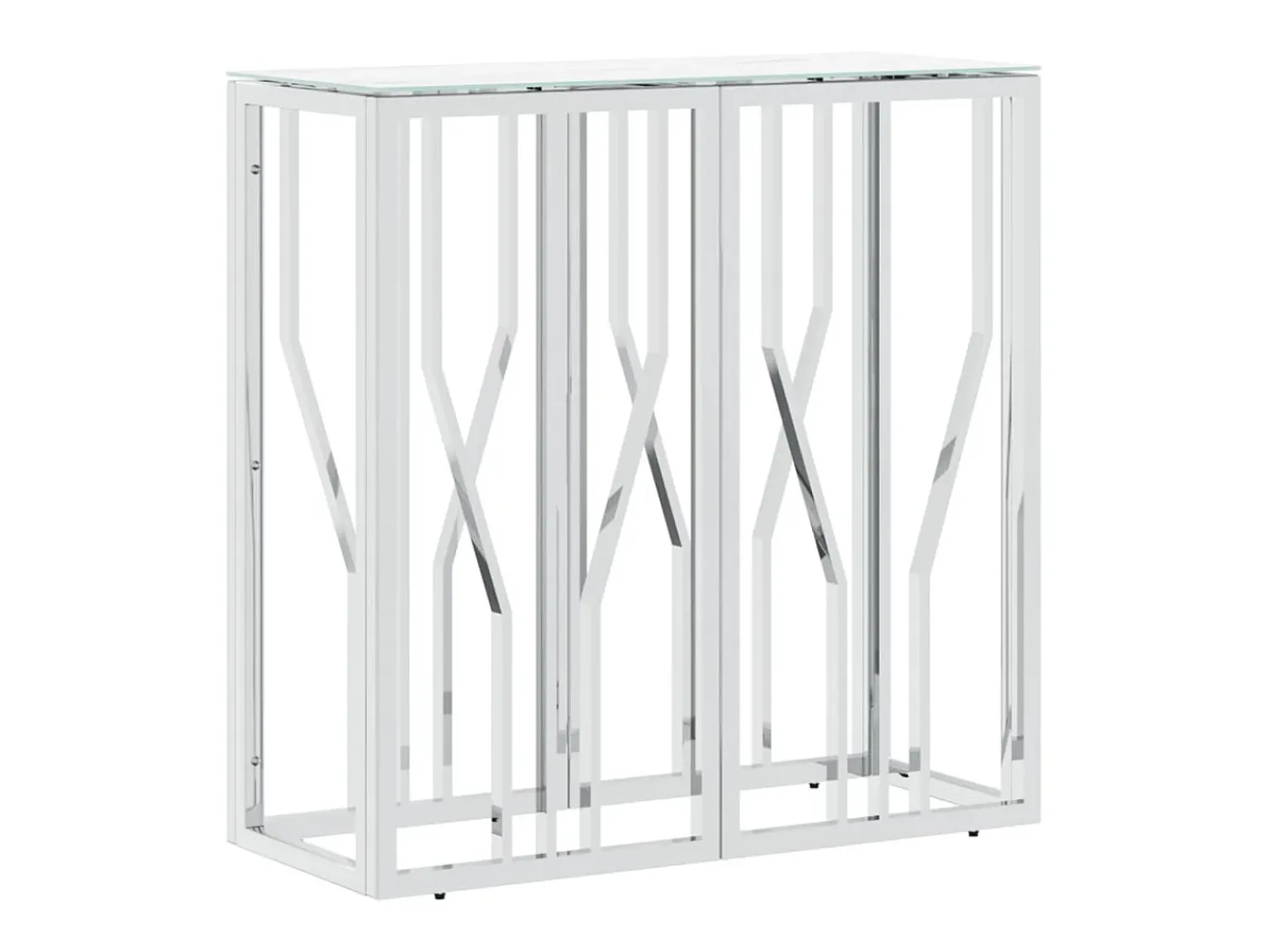 Consola* Mesa consola 70x30x70 cm aço inoxidável e vidro PT948261 Prateado