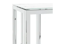 Consola* Mesa consola 70x30x70 cm aço inoxidável e vidro PT948261 Prateado