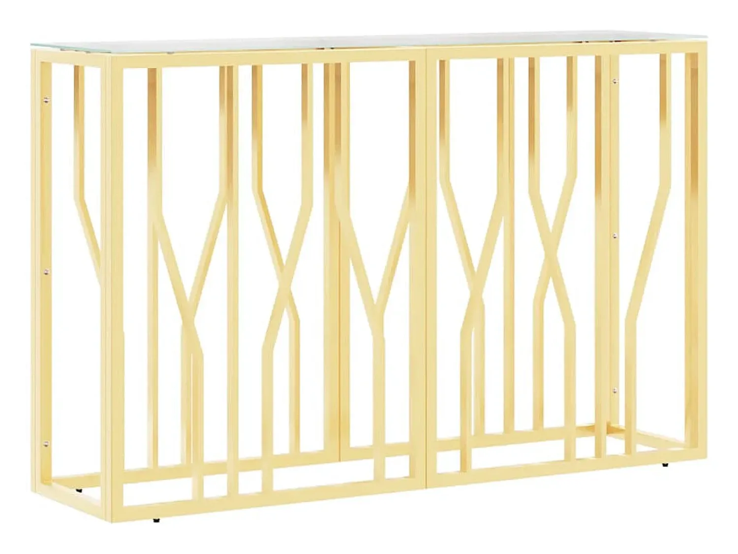Consola|vidaxl Mesa consola 110x30x70 cm aço inoxidável e vidro Dourado