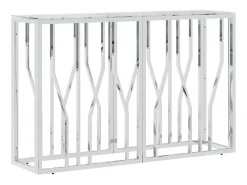 Mesa consola 110x30x70 cm aço inoxidável e vidro PT183754^ Consola