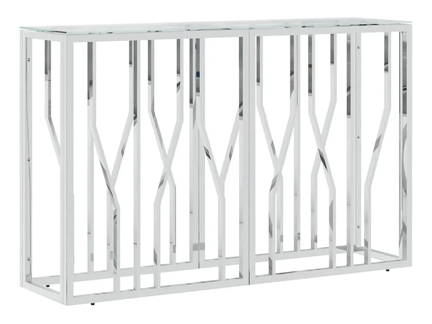 Mesa consola 110x30x70 cm aço inoxidável e vidro PT183754^ Consola