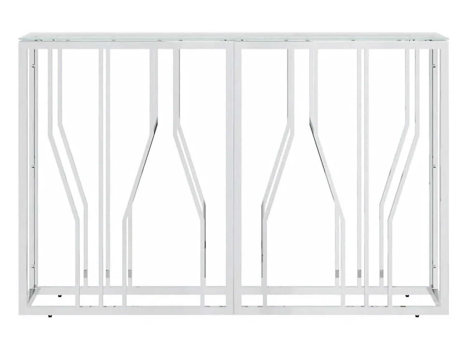 Mesa consola 110x30x70 cm aço inoxidável e vidro PT183754^ Consola
