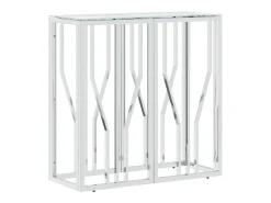 Mesa consola 70x30x70 cm aço inoxidável e vidro PT749282^ Consola