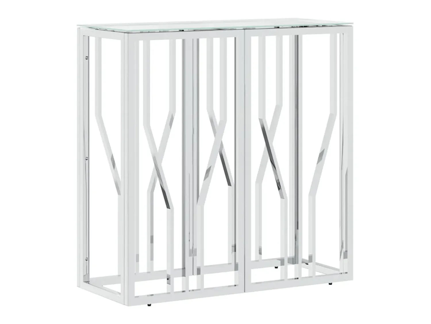 Mesa consola 70x30x70 cm aço inoxidável e vidro PT749282^ Consola