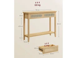 Consola| Mesa Consola 100x30x80 cm Carvalho Bege