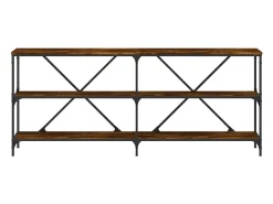 Consola*vidaxl Mesa consola 180x30x75 cm deriv. madeira/ferro carvalho fumado Natural claro