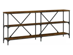 Consola*vidaxl Mesa consola 180x30x75 cm deriv. madeira/ferro carvalho fumado Natural claro