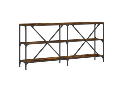 vidaxl Mesa consola 160x30x75 cm deriv. madeira/ferro carvalho fumado^ Consola