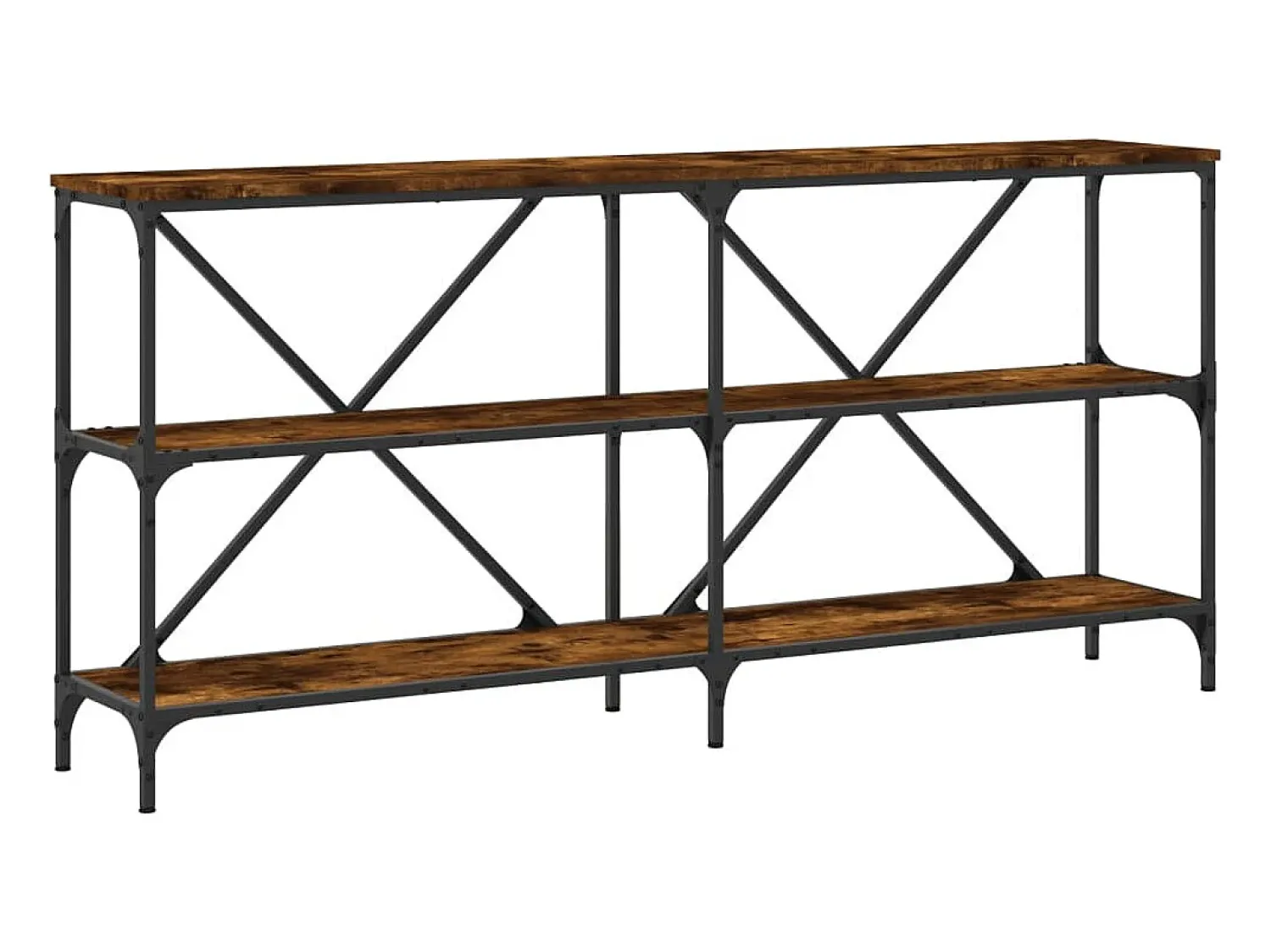 vidaxl Mesa consola 160x30x75 cm deriv. madeira/ferro carvalho fumado^ Consola