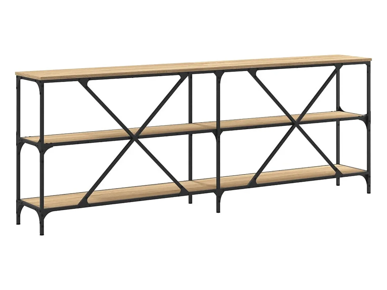 Discount vidaxl Mesa consola 200x30x75 cm deriv. madeira/ferro carvalho sonoma Castanho
