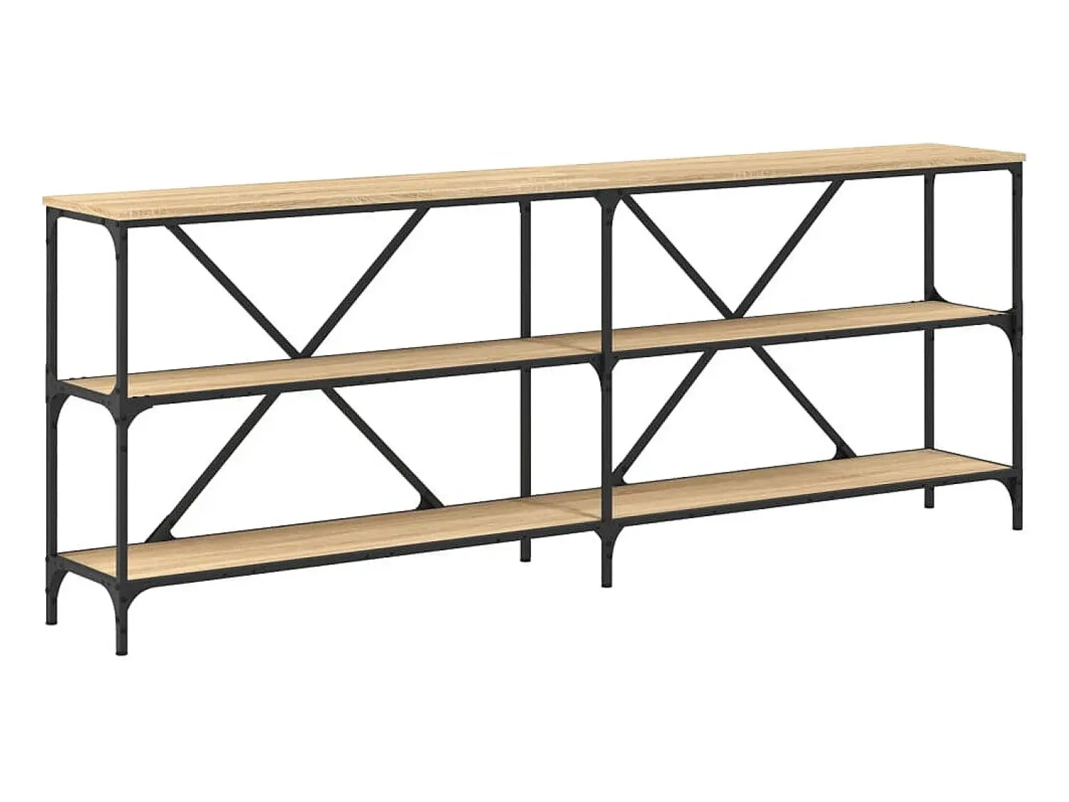 Discount vidaxl Mesa consola 200x30x75 cm deriv. madeira/ferro carvalho sonoma Castanho