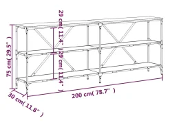Discount vidaxl Mesa consola 200x30x75 cm deriv. madeira/ferro carvalho sonoma Castanho