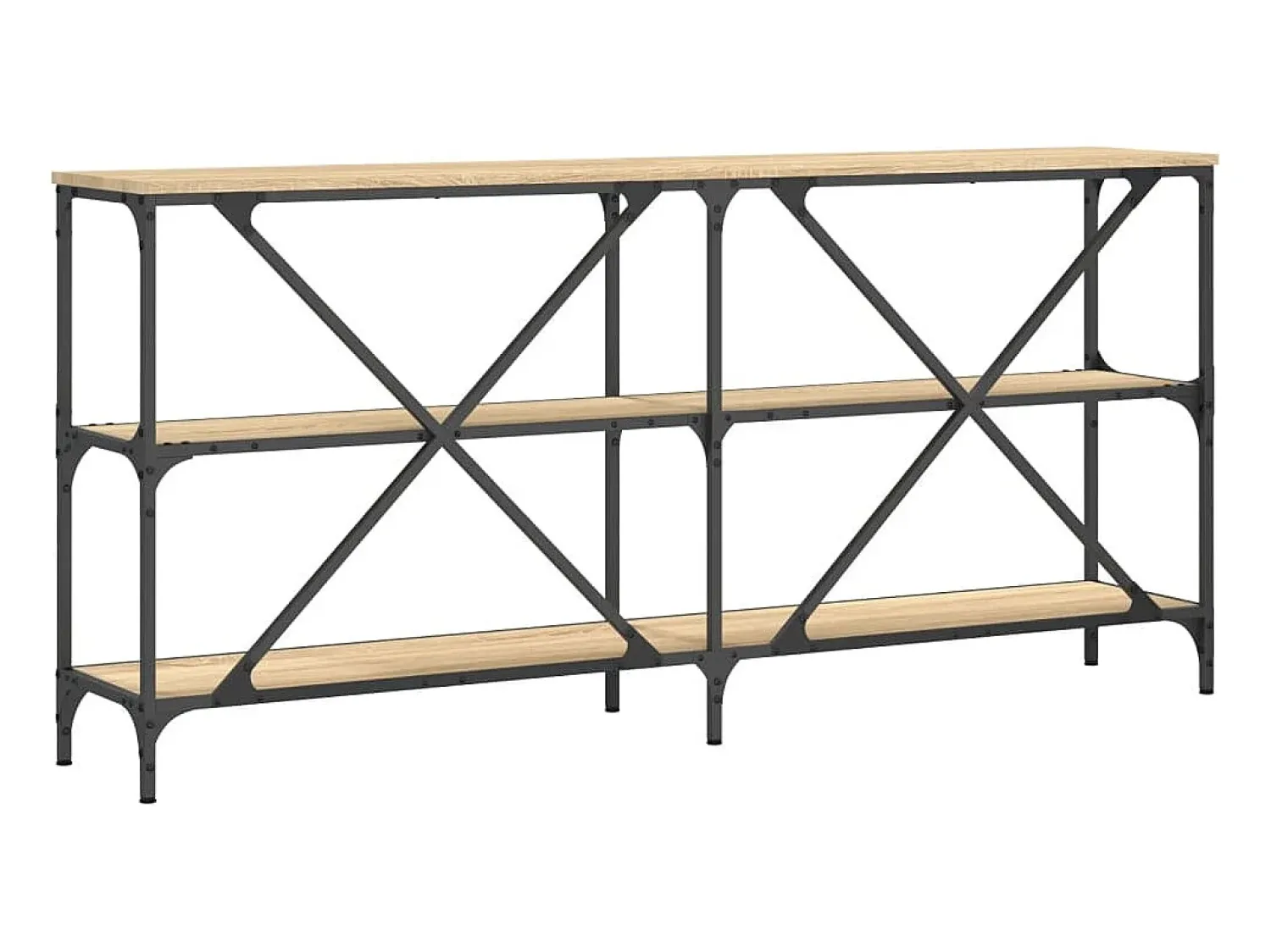 vidaxl Mesa consola 160x30x75 cm deriv. madeira/ferro carvalho sonoma^ Consola