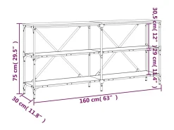 vidaxl Mesa consola 160x30x75 cm deriv. madeira/ferro carvalho sonoma^ Consola