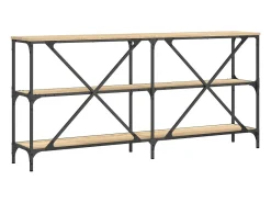vidaxl Mesa consola 160x30x75 cm deriv. madeira/ferro carvalho sonoma^ Consola