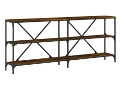 Mesa consola 180x30x75 cm deriv. madeira/ferro carvalho fumado PT964635^ Consola