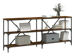 Mesa consola 180x30x75 cm deriv. madeira/ferro carvalho fumado PT964635^ Consola