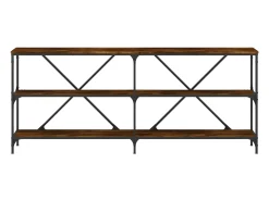 Mesa consola 180x30x75 cm deriv. madeira/ferro carvalho fumado PT964635^ Consola