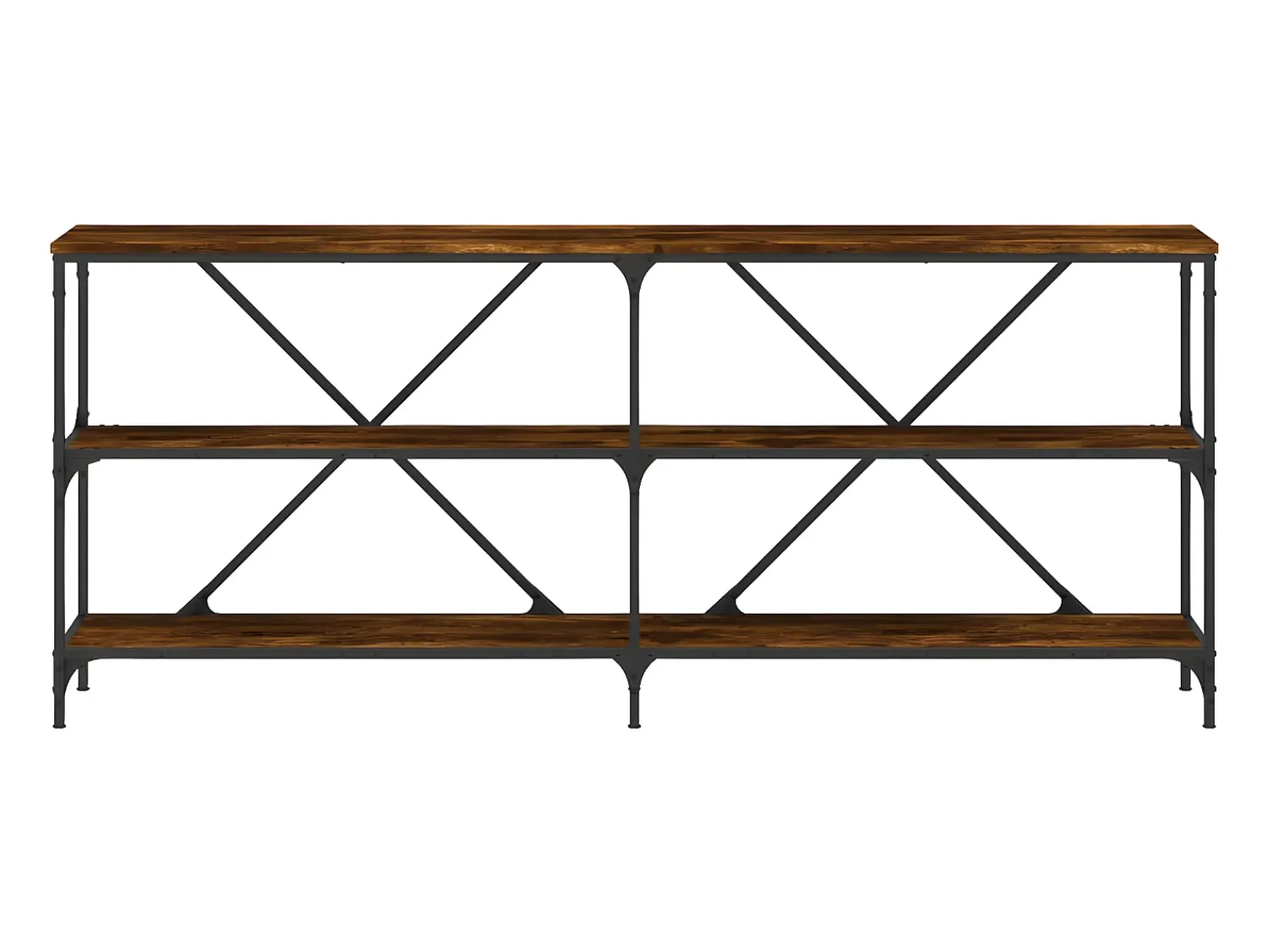 Mesa consola 180x30x75 cm deriv. madeira/ferro carvalho fumado PT964635^ Consola