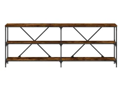 Consola*vidaxl Mesa consola 200x30x75 cm deriv. madeira/ferro carvalho fumado Natural claro