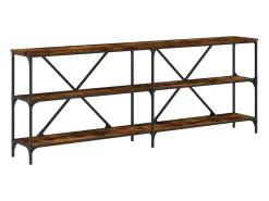 Consola*vidaxl Mesa consola 200x30x75 cm deriv. madeira/ferro carvalho fumado Natural claro
