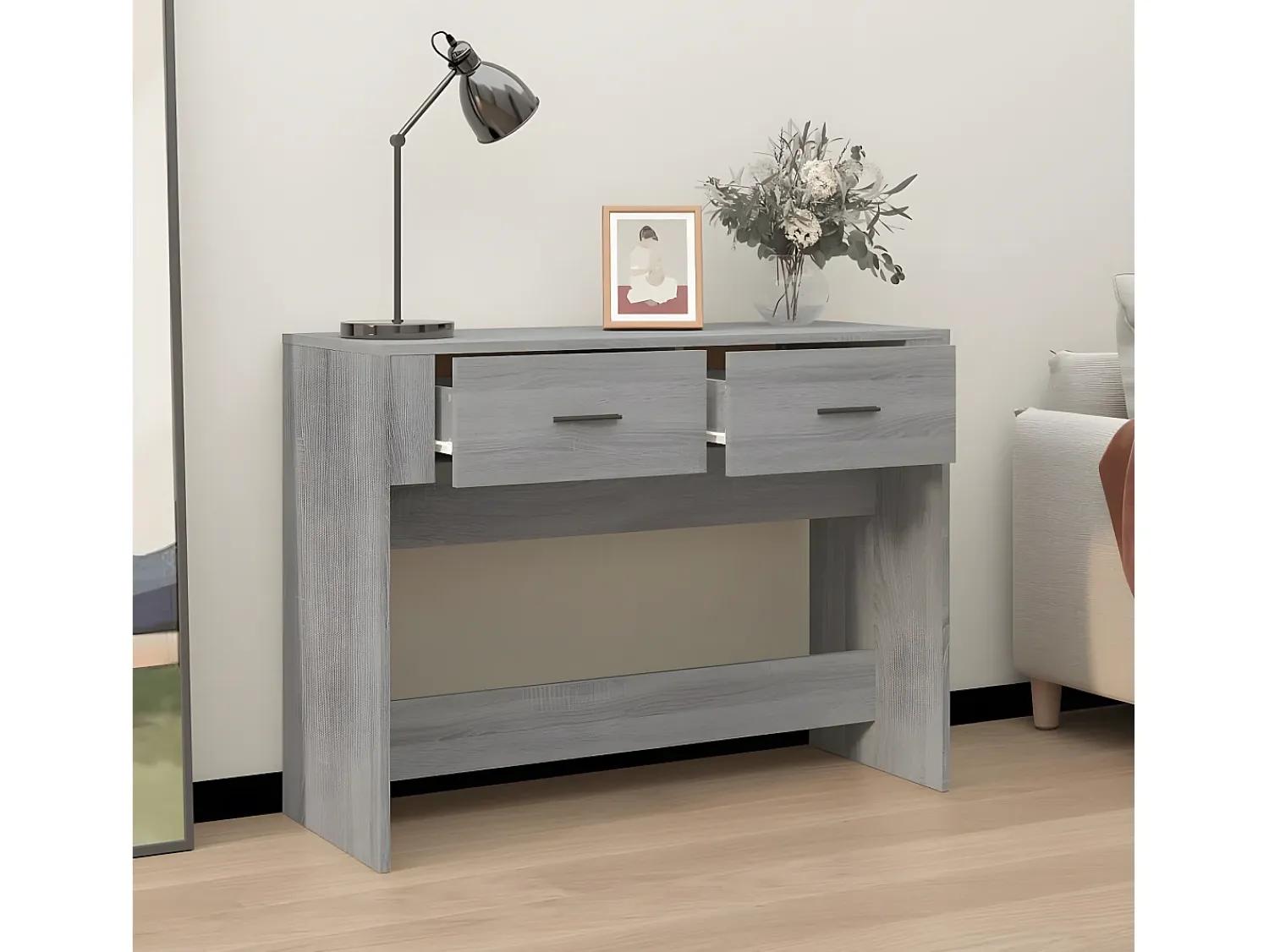 Outlet Mesa consola 100x39x75 cm derivados de madeira sonoma PT956713 Cinzento