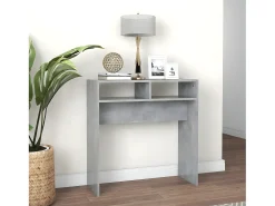 Consola* Mesa consola 78x30x80 cm derivados de madeira cimento PT544684 Cinzento