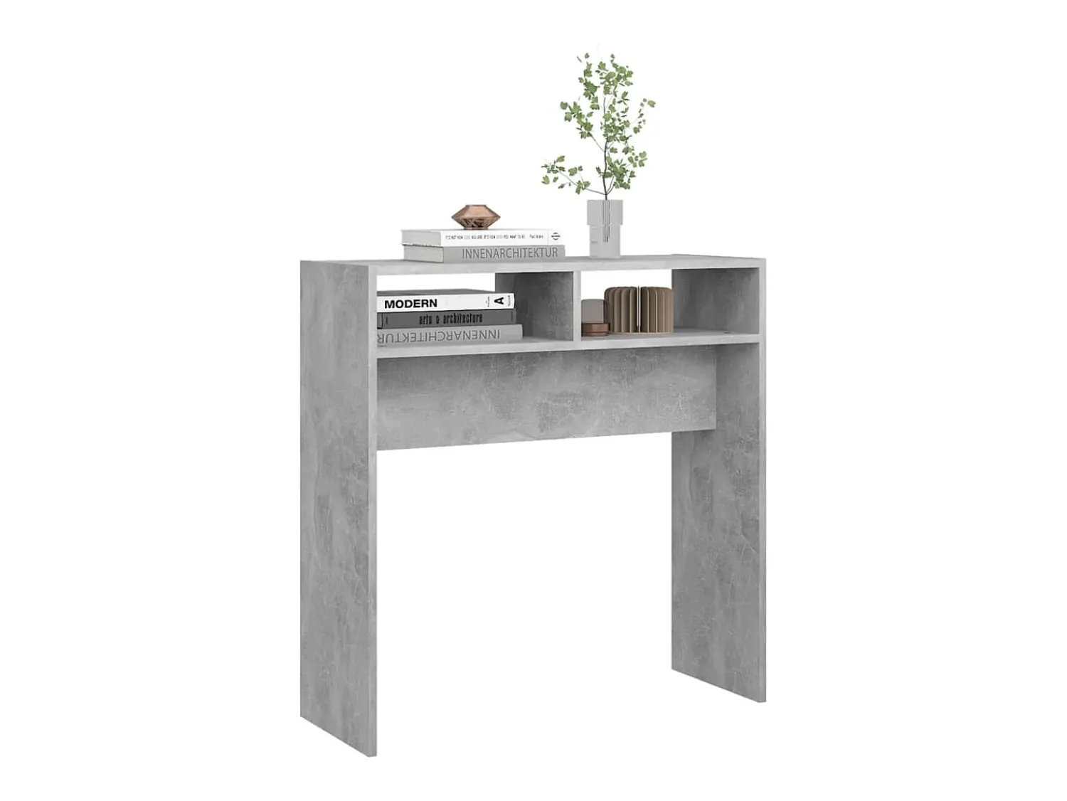 Consola* Mesa consola 78x30x80 cm derivados de madeira cimento PT544684 Cinzento