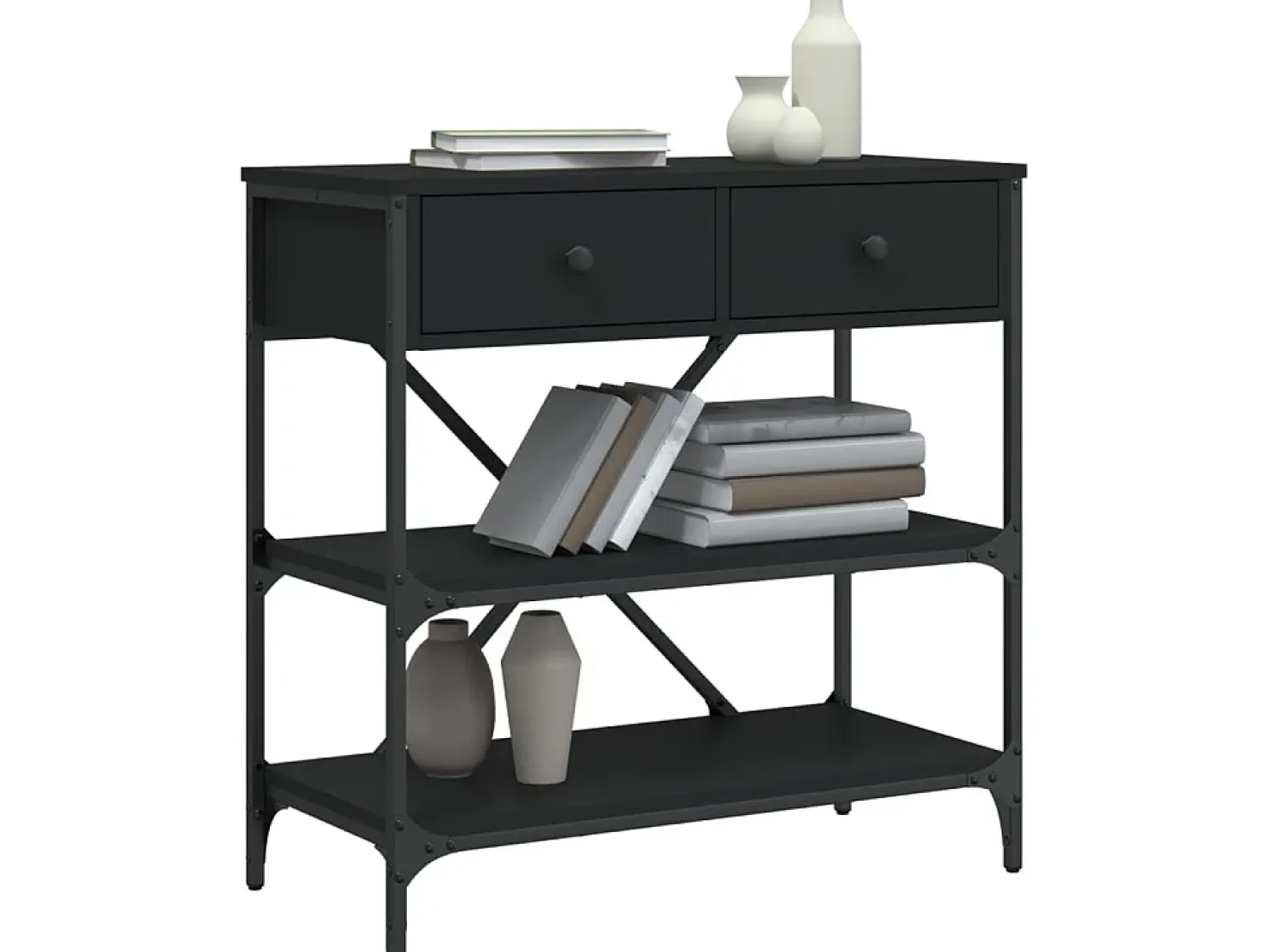 Consola* Mesa consola 75x34,5x75 cm derivados de madeira PT732128 Preto