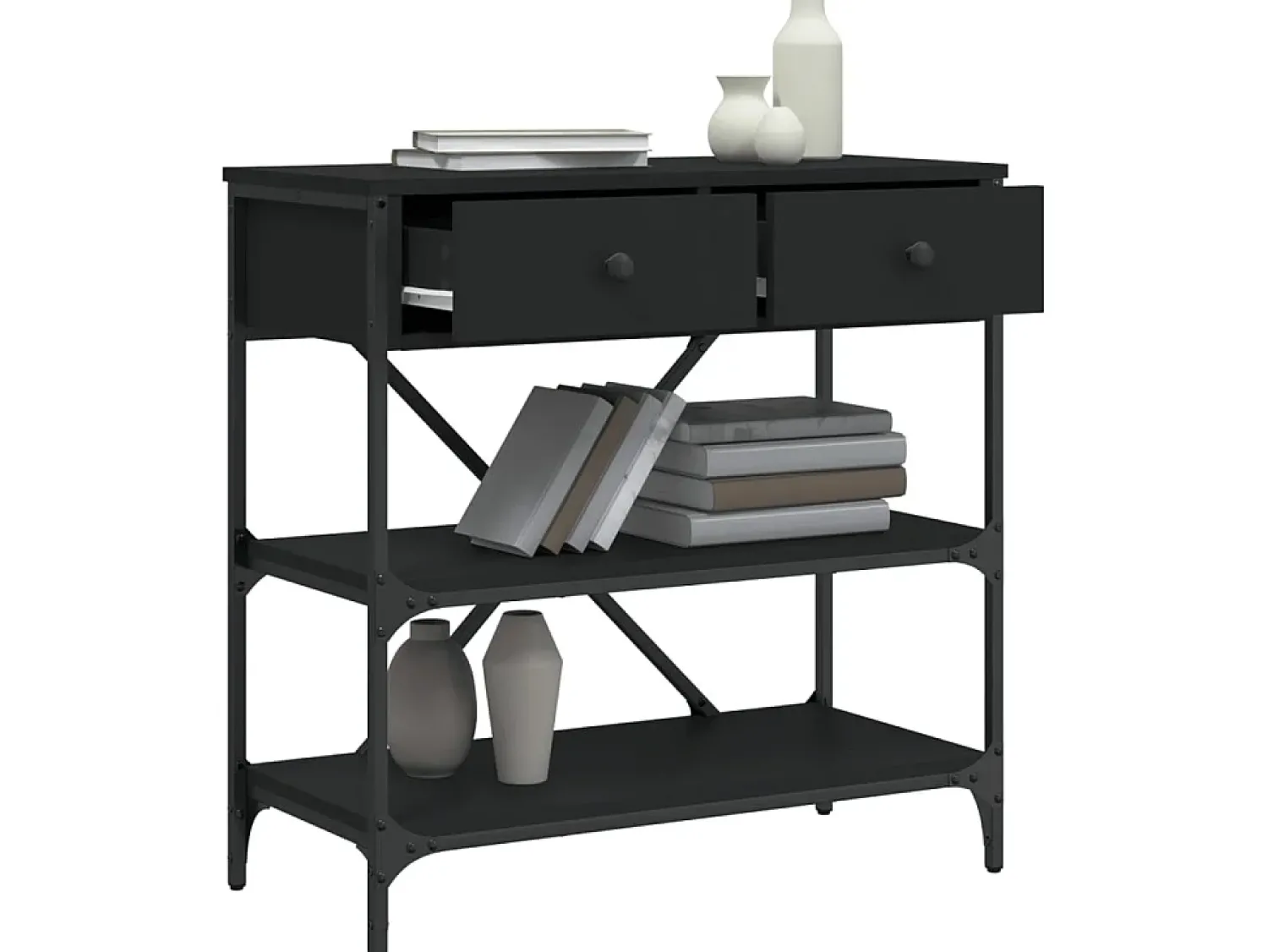 Consola* Mesa consola 75x34,5x75 cm derivados de madeira PT732128 Preto