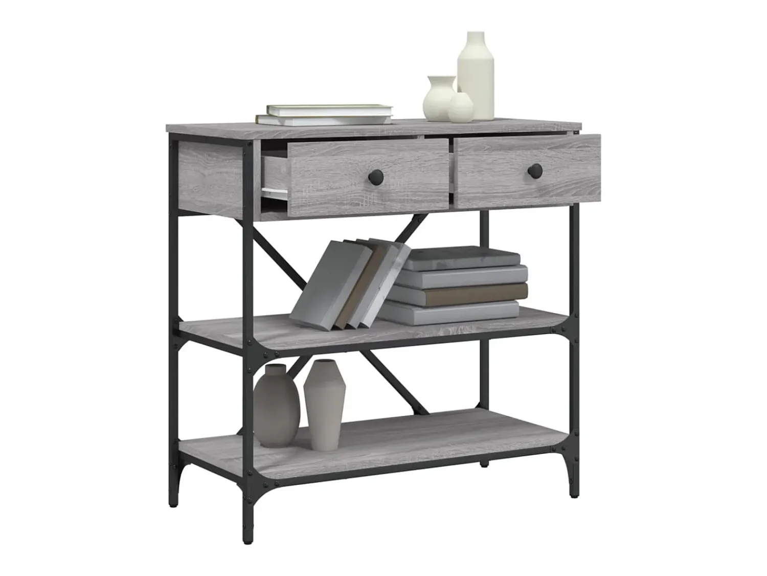 Consola*vidaxl Mesa consola 75x34,5x75 cm derivados de madeira sonoma Cinzento