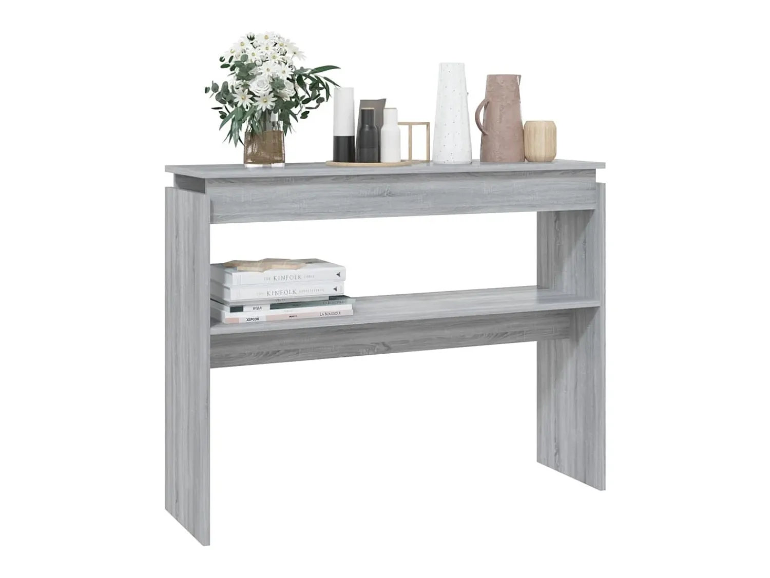 Consola| Mesa consola 102x30x80 cm derivados de madeira sonoma PT531083 Cinzento