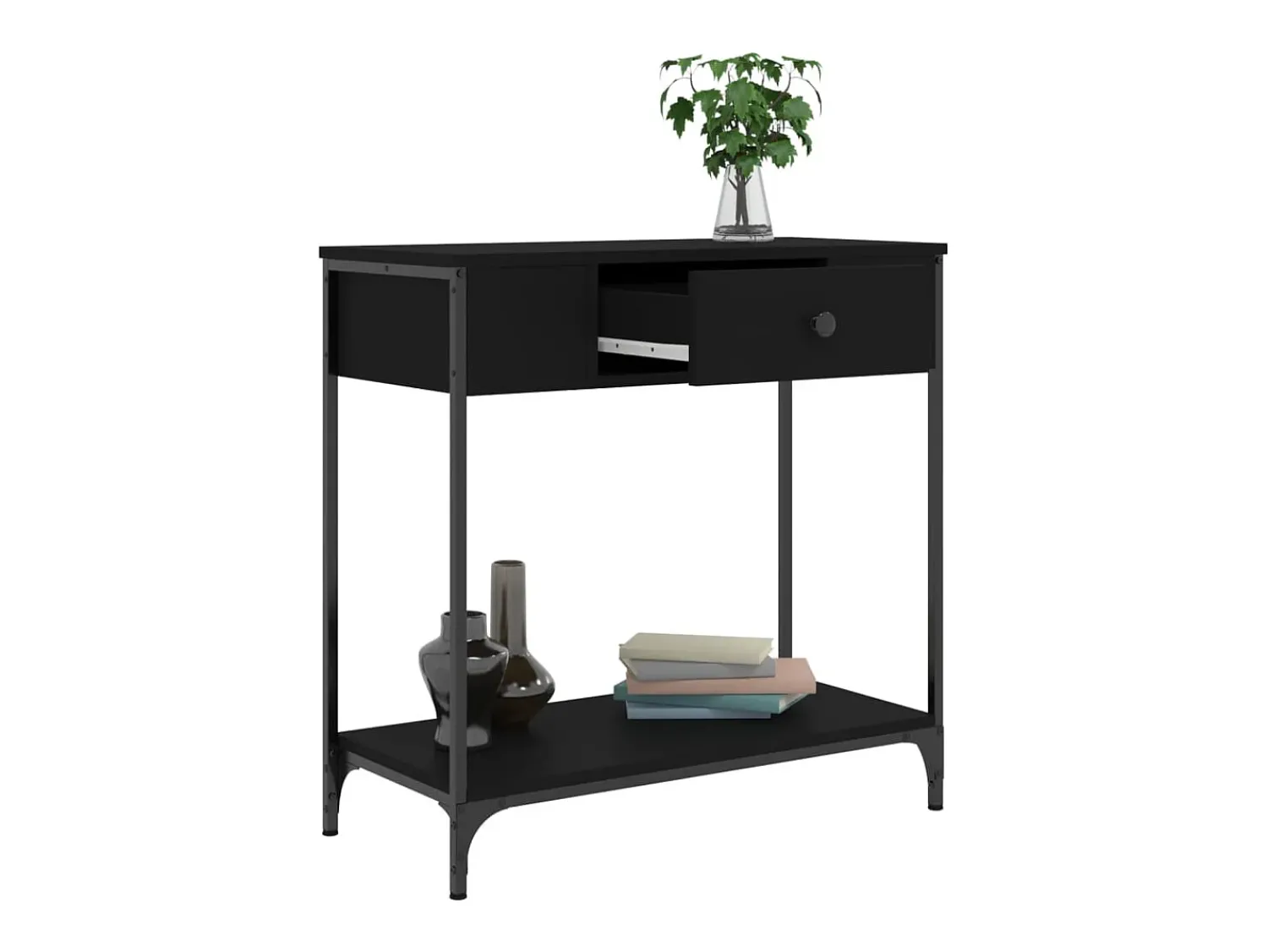Consola*vidaxl Mesa consola 75x34,5x75 cm derivados de madeira Preto