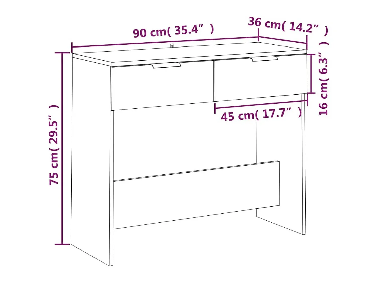 Consola*vidaxl Mesa consola 90x36x75 cm derivados de madeira -cimento Cinzento