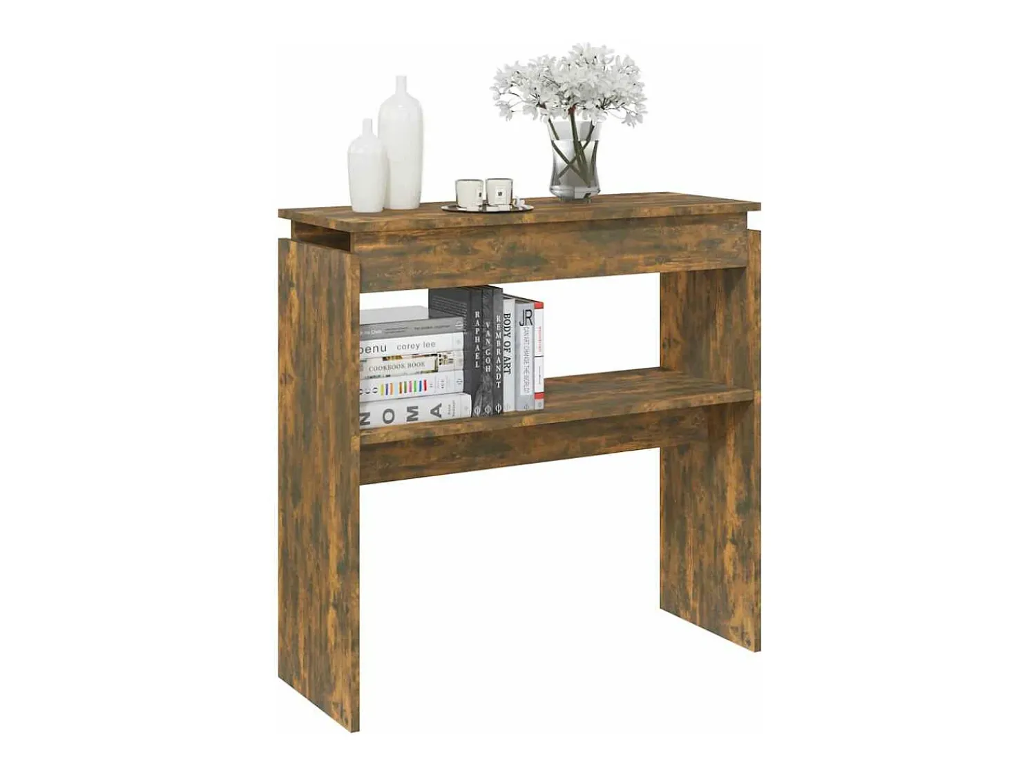 Consola*vidaxl Mesa consola 80x30x80 cm derivados de madeira carvalho fumado Natural claro