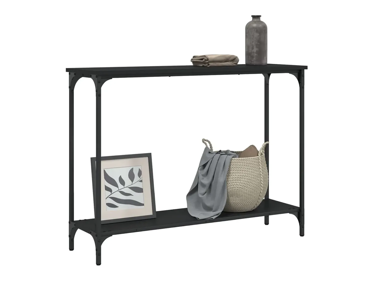 Consola* Mesa consola 101x30,5x75 cm derivados de madeira PT391058 Preto