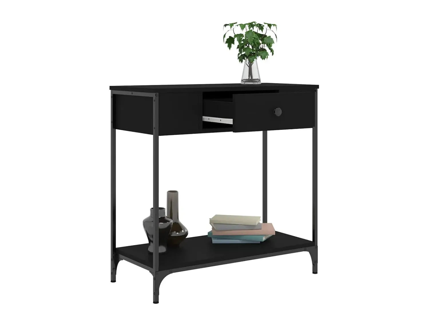 Consola* Mesa consola 75x34,5x75 cm derivados de madeira PT711524 Preto