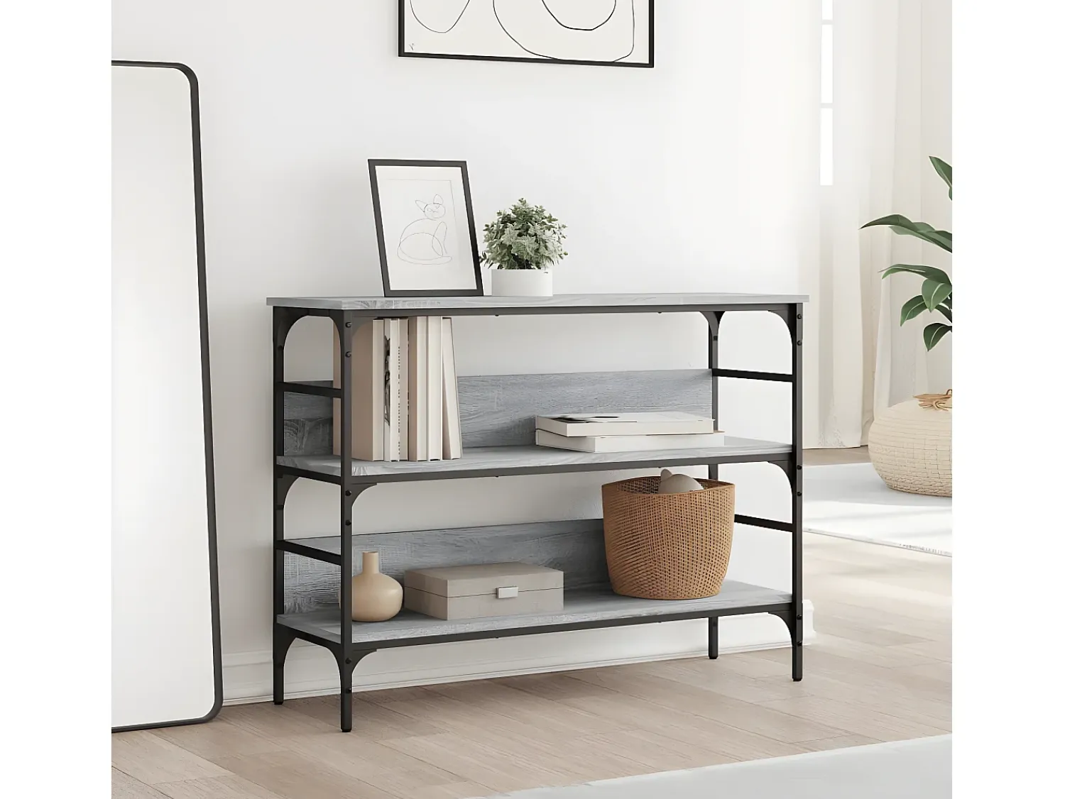 Clearance Mesa consola 100x32x75 cm derivados de madeira sonoma PT207000 Cinzento