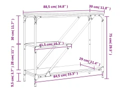 Discount vidaxl Mesa consola 88,5x30x75 cm derivados de madeira carvalho sonoma Castanho
