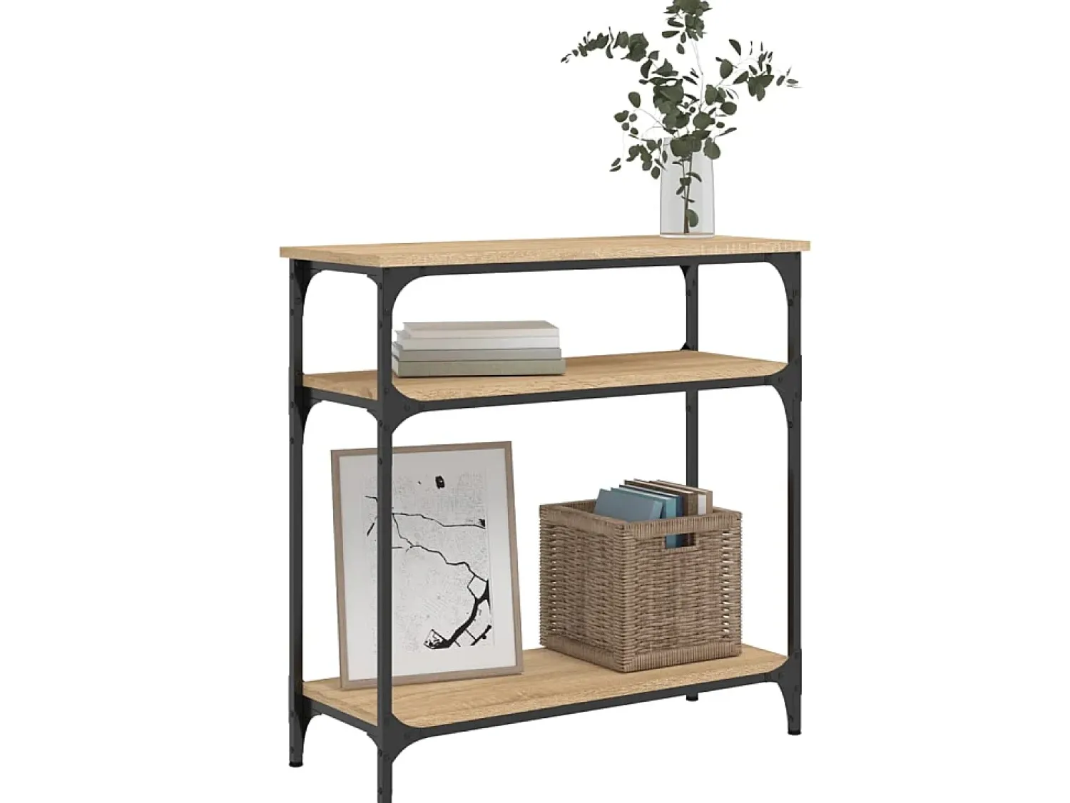 Consola| Mesa consola 75x29x75 cm derivados de madeira carvalho sonoma PT982941 Castanho