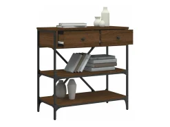 vidaxl Mesa consola 75x34,5x75 cm derivados madeira carvalho castanho^ Consola