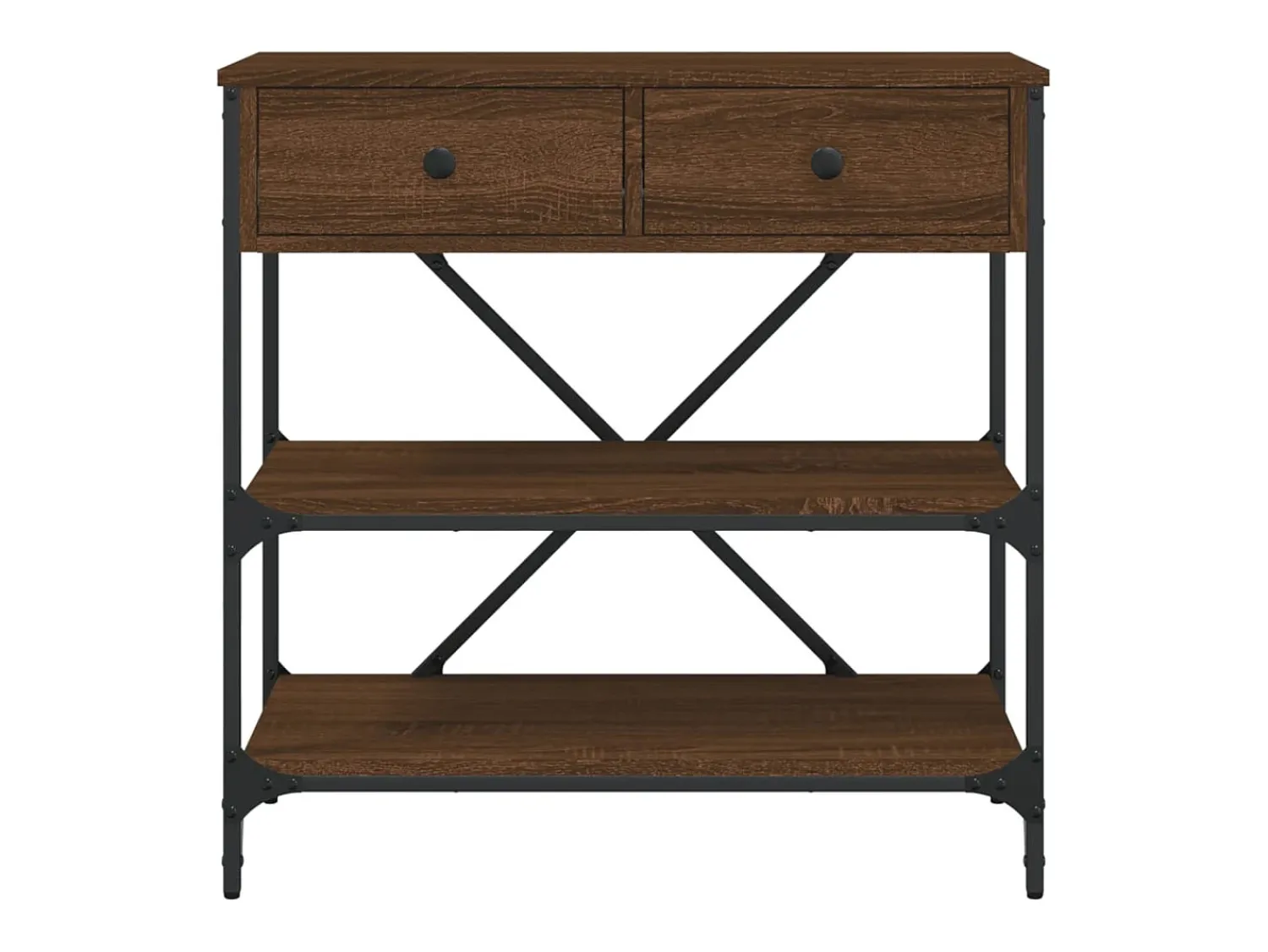vidaxl Mesa consola 75x34,5x75 cm derivados madeira carvalho castanho^ Consola