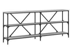 Consola| Mesa consola 180x30x75 cm derivados madeira/ferro cinza sonoma PT555962 Cinzento