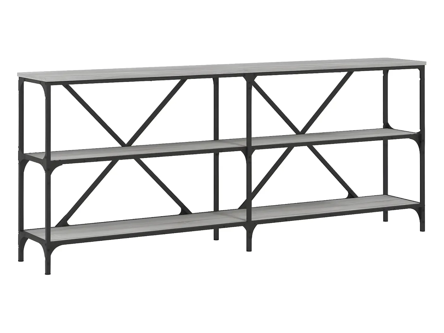 Consola| Mesa consola 180x30x75 cm derivados madeira/ferro cinza sonoma PT555962 Cinzento