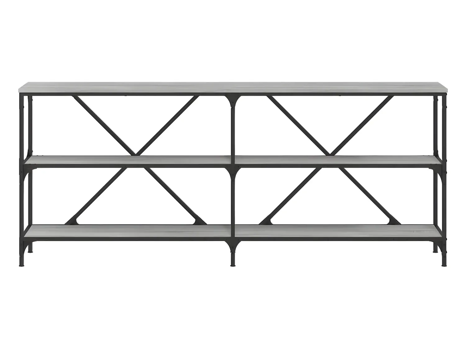 Consola| Mesa consola 180x30x75 cm derivados madeira/ferro cinza sonoma PT555962 Cinzento