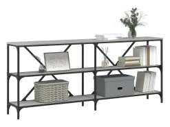 Consola| Mesa consola 180x30x75 cm derivados madeira/ferro cinza sonoma PT555962 Cinzento