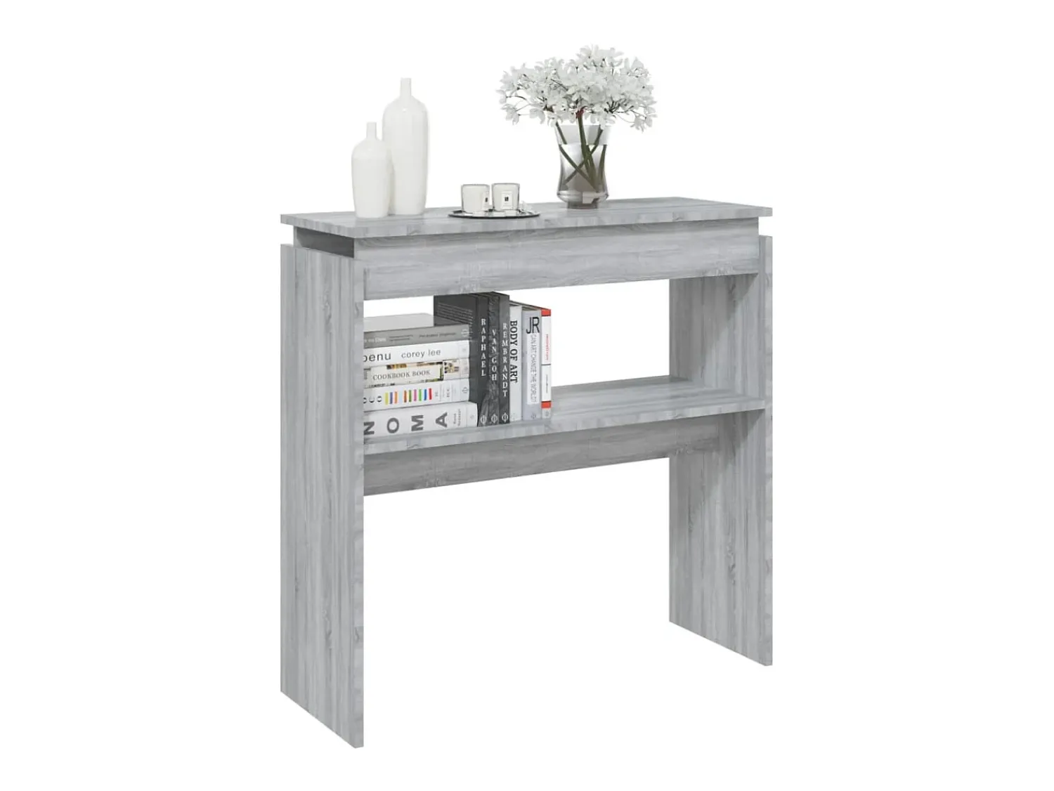 New Mesa consola 80x30x80 cm derivados de madeira sonoma PT695043 Cinzento