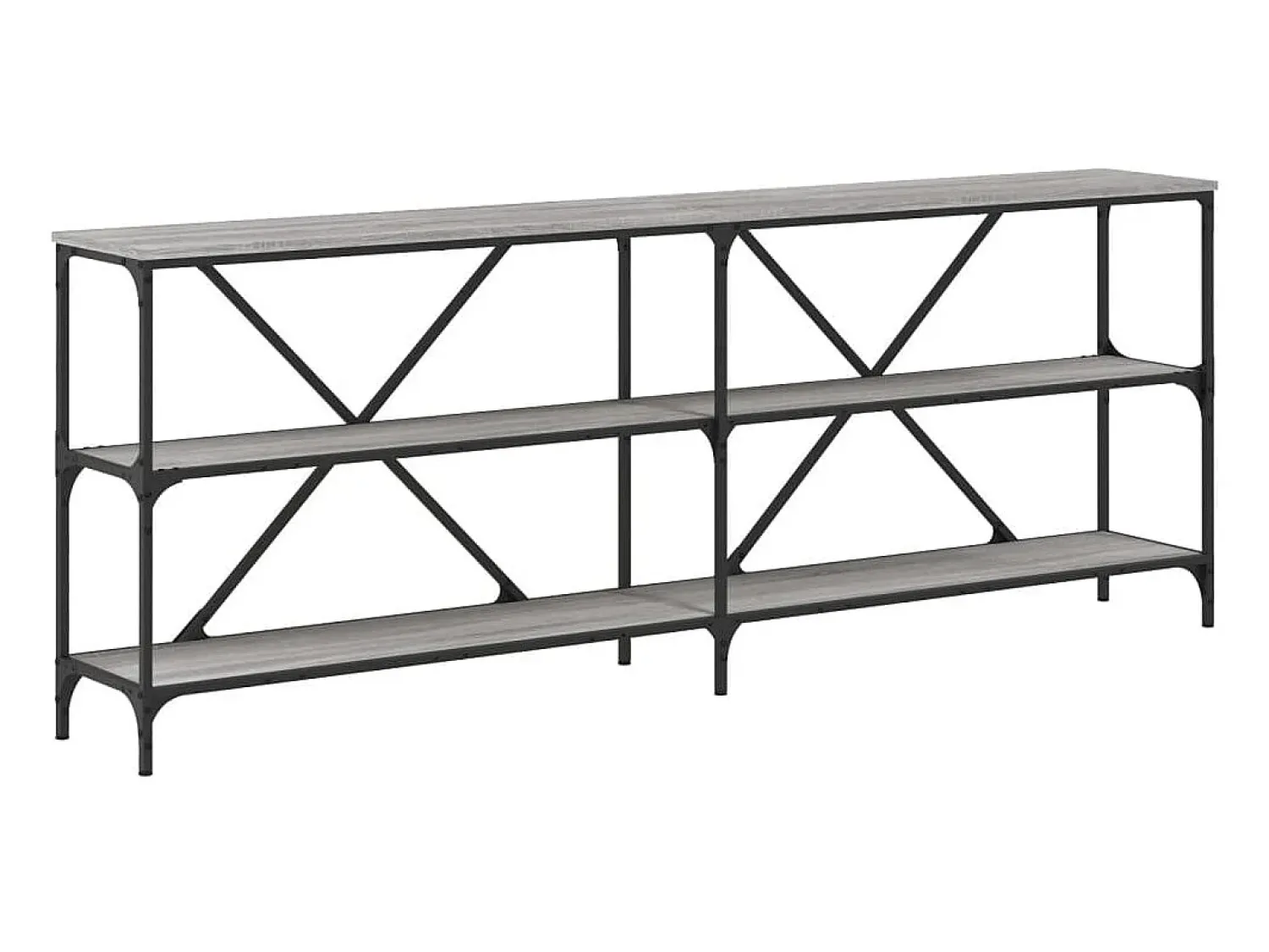 Consola*vidaxl Mesa consola 200x30x75 cm derivados madeira/ferro cinza sonoma Cinzento