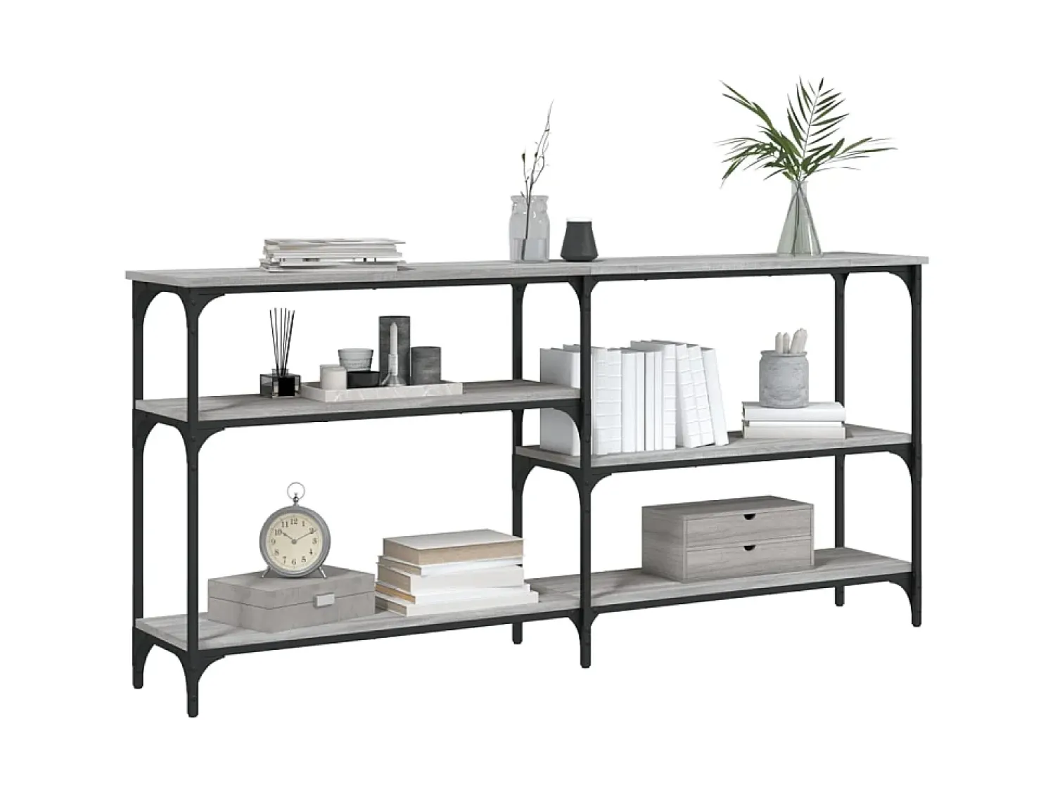 Consola* Mesa consola 160x29x75 cm derivados de madeira sonoma PT985167 Cinzento